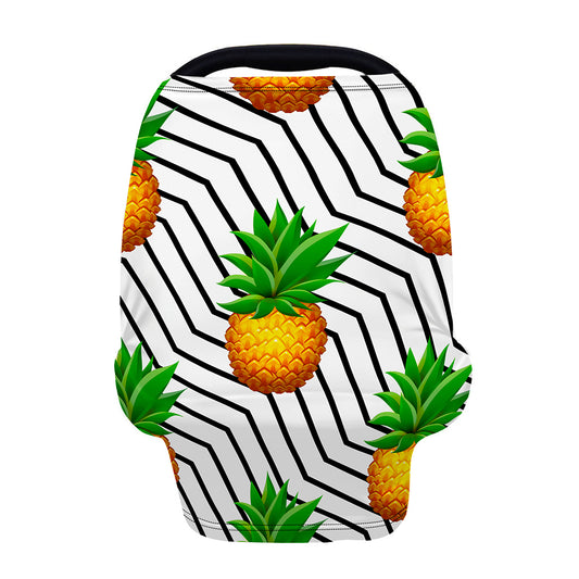 Black Geometric Pineapple Pattern Print Baby Seat Cover