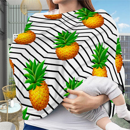 Black Geometric Pineapple Pattern Print Baby Seat Cover