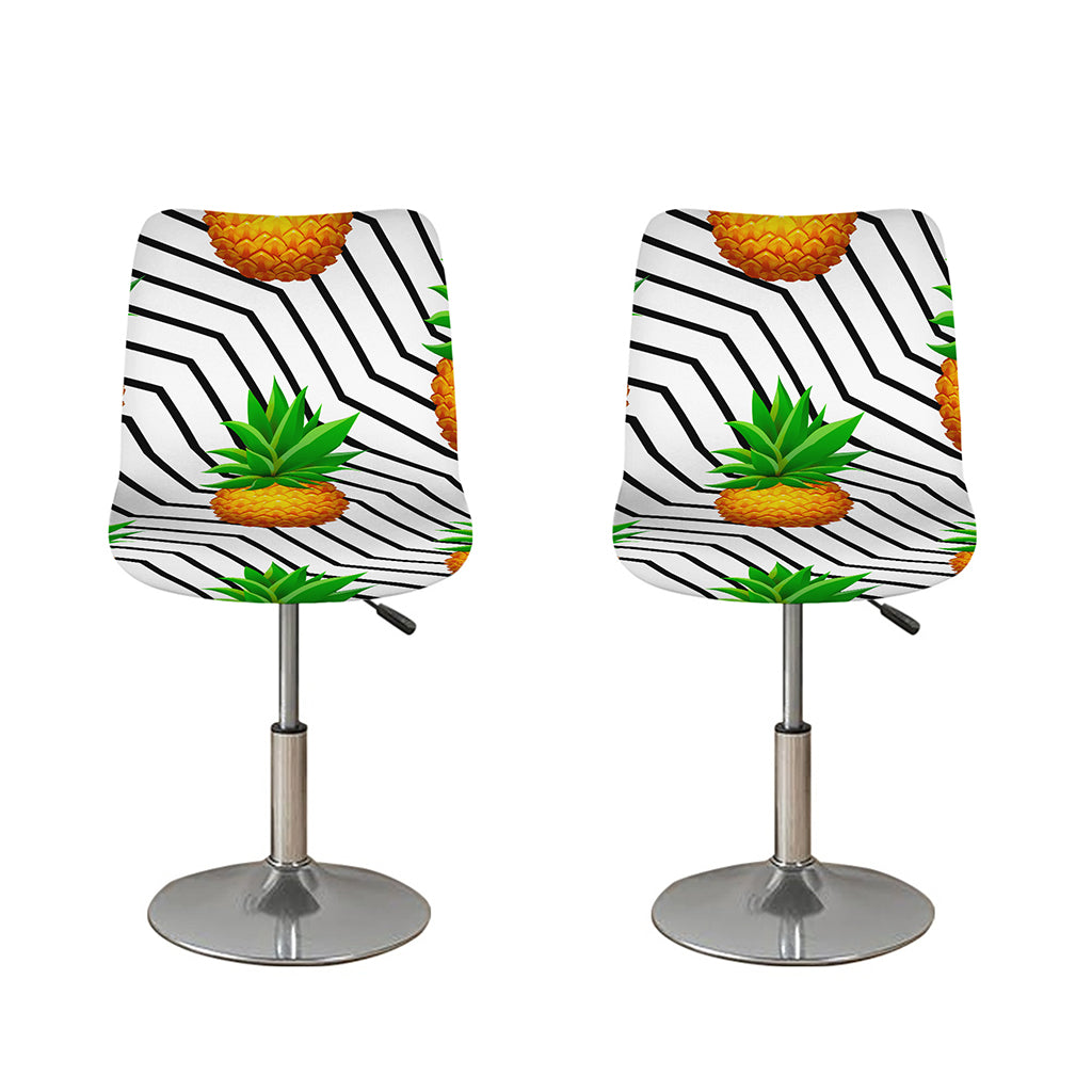 Black Geometric Pineapple Pattern Print Bar Stool Covers