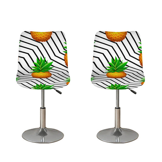 Black Geometric Pineapple Pattern Print Bar Stool Covers