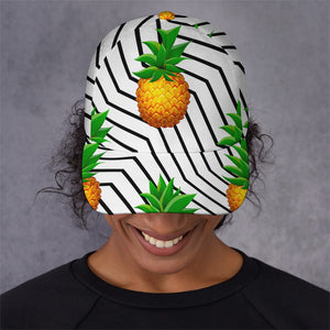 Black Geometric Pineapple Pattern Print Baseball Cap