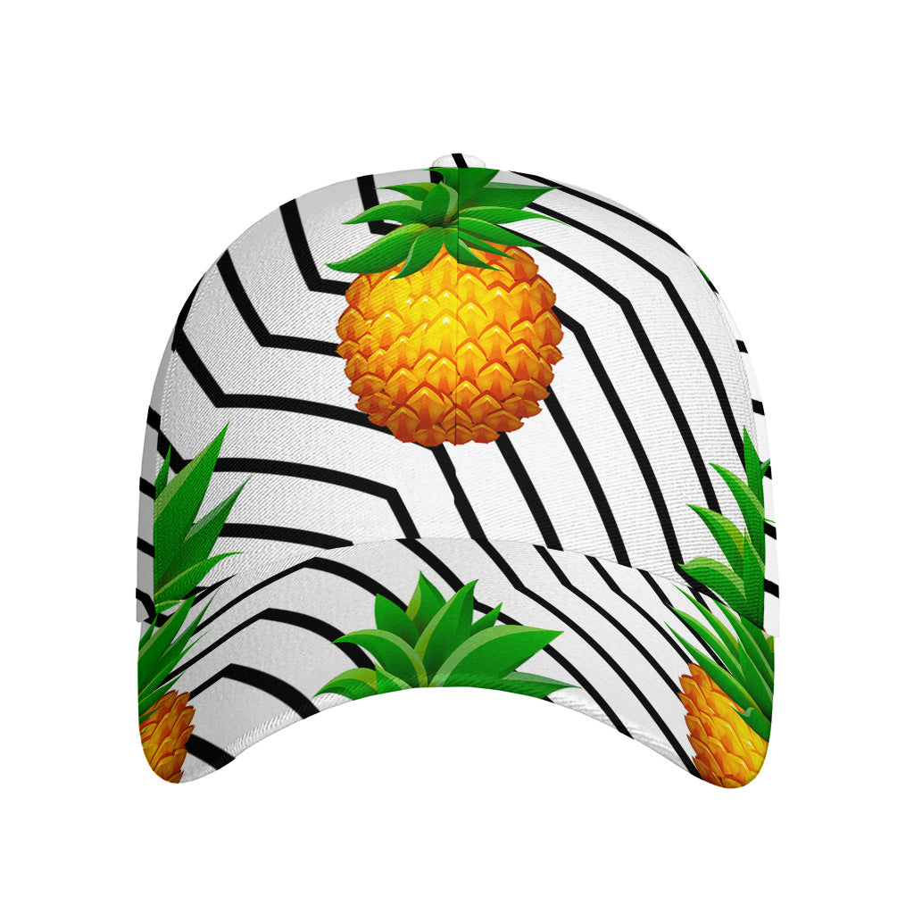 Black Geometric Pineapple Pattern Print Baseball Cap