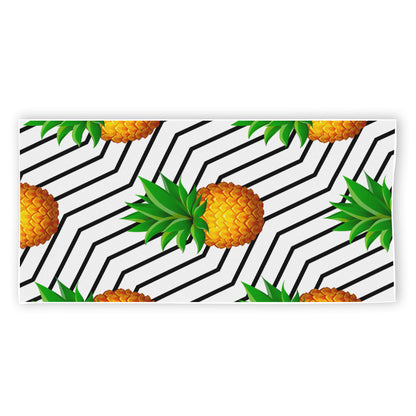 Black Geometric Pineapple Pattern Print Beach Towel