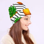 Black Geometric Pineapple Pattern Print Beanie