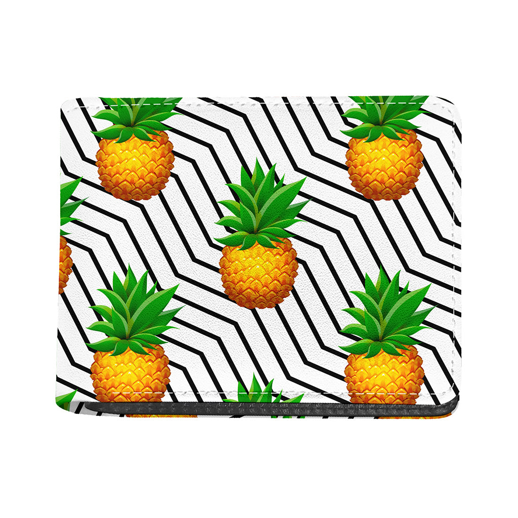 Black Geometric Pineapple Pattern Print Bifold Wallet