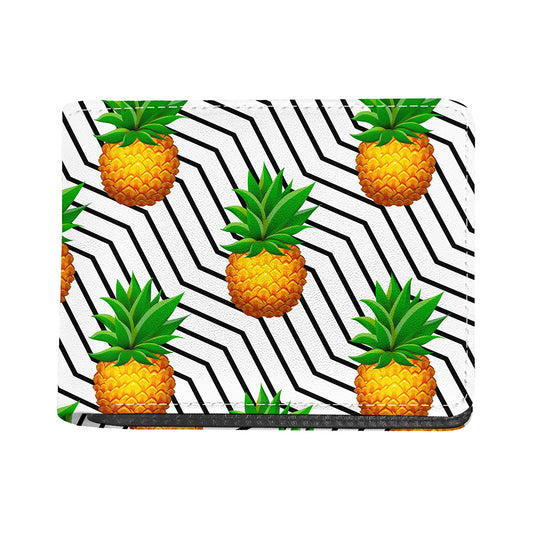 Black Geometric Pineapple Pattern Print Bifold Wallet