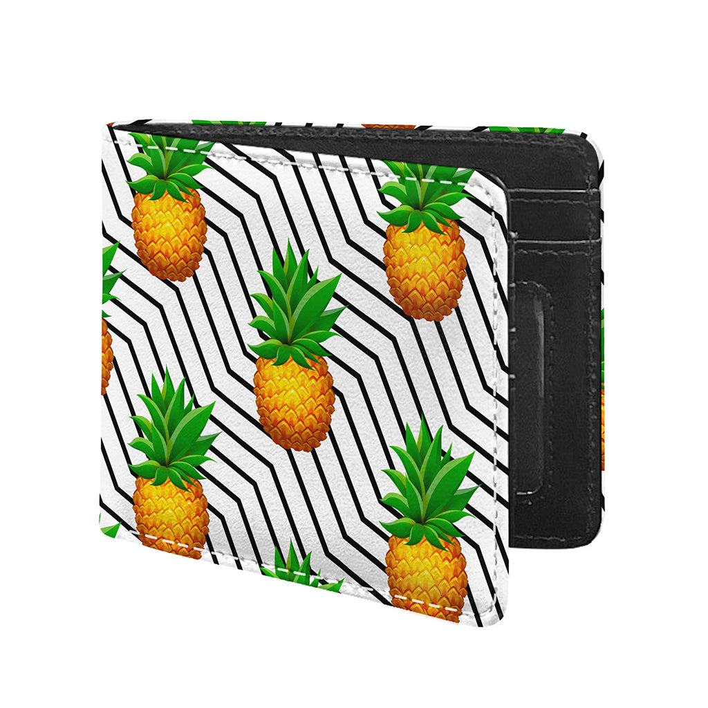 Black Geometric Pineapple Pattern Print Bifold Wallet
