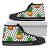 Black Geometric Pineapple Pattern Print Black High Top Sneakers