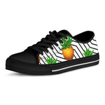 Black Geometric Pineapple Pattern Print Black Low Top Sneakers