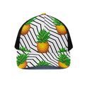 Black Geometric Pineapple Pattern Print Black Mesh Trucker Hat