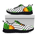 Black Geometric Pineapple Pattern Print Black Running Shoes