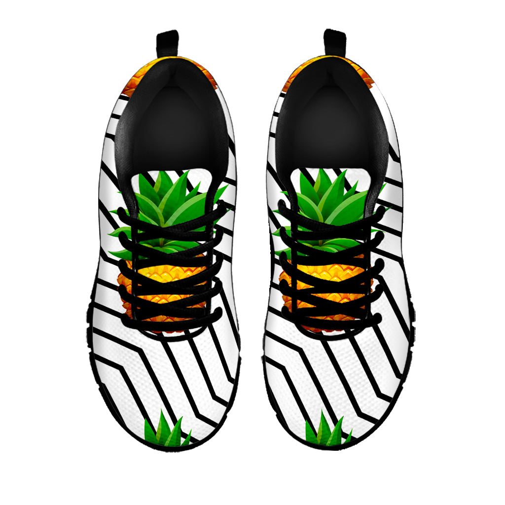 Black Geometric Pineapple Pattern Print Black Running Shoes