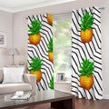 Black Geometric Pineapple Pattern Print Dimout Grommet Curtains