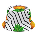 Black Geometric Pineapple Pattern Print Bucket Hat