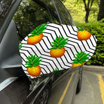 Black Geometric Pineapple Pattern Print Car Side Mirror Covers