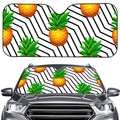 Black Geometric Pineapple Pattern Print Car Windshield Sun Shade