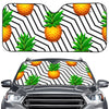 Black Geometric Pineapple Pattern Print Car Windshield Sun Shade