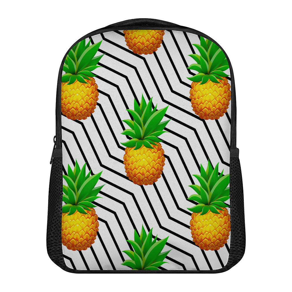 Black Geometric Pineapple Pattern Print Casual Backpack