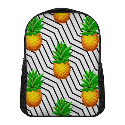 Black Geometric Pineapple Pattern Print Casual Backpack