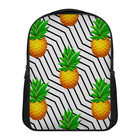 Black Geometric Pineapple Pattern Print Casual Backpack