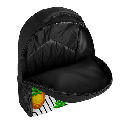 Black Geometric Pineapple Pattern Print Casual Backpack