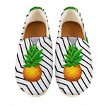 Black Geometric Pineapple Pattern Print Casual Shoes