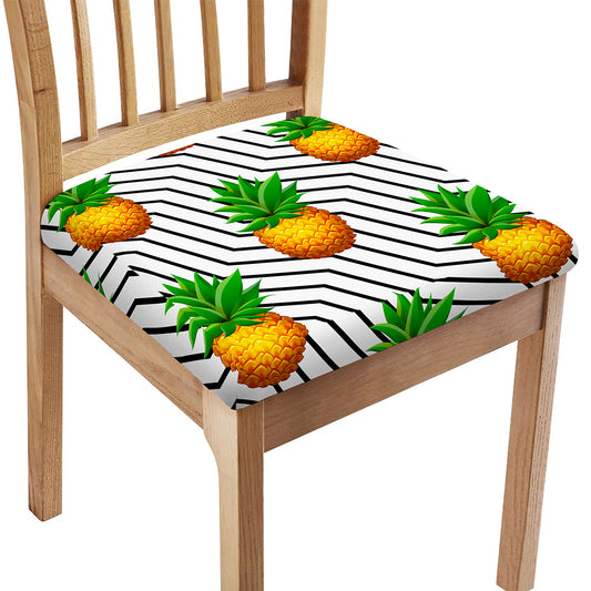 Black Geometric Pineapple Pattern Print Chair Cushion Cover