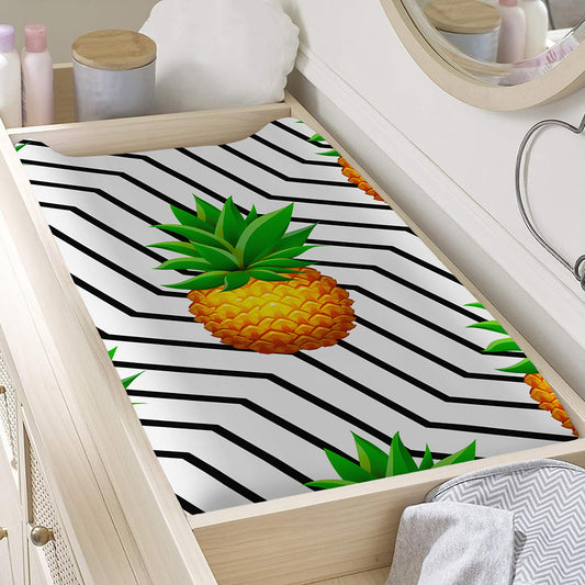 Black Geometric Pineapple Pattern Print Changing Pad Cover