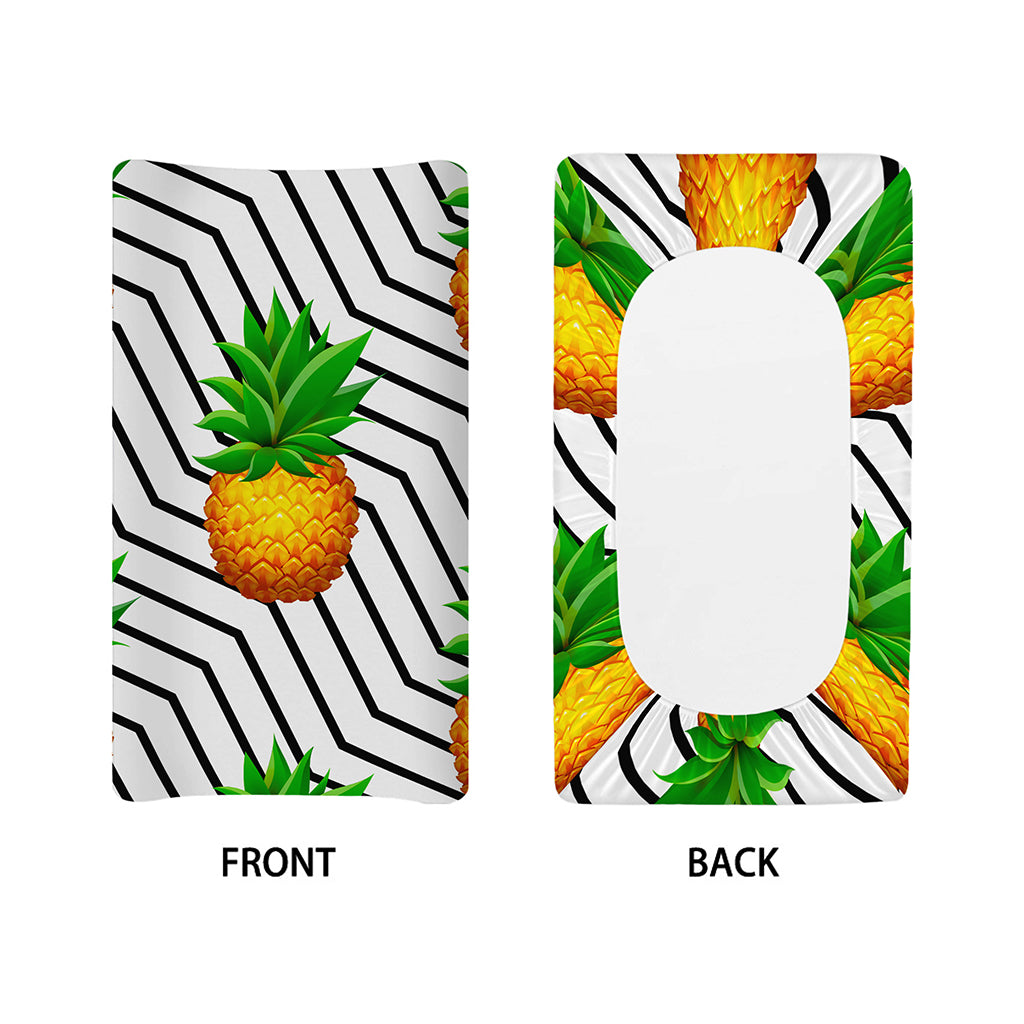 Black Geometric Pineapple Pattern Print Changing Pad Cover