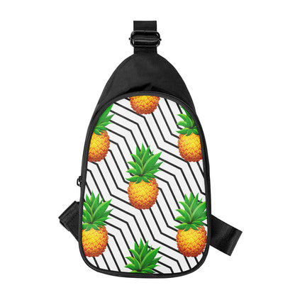 Black Geometric Pineapple Pattern Print Chest Bag