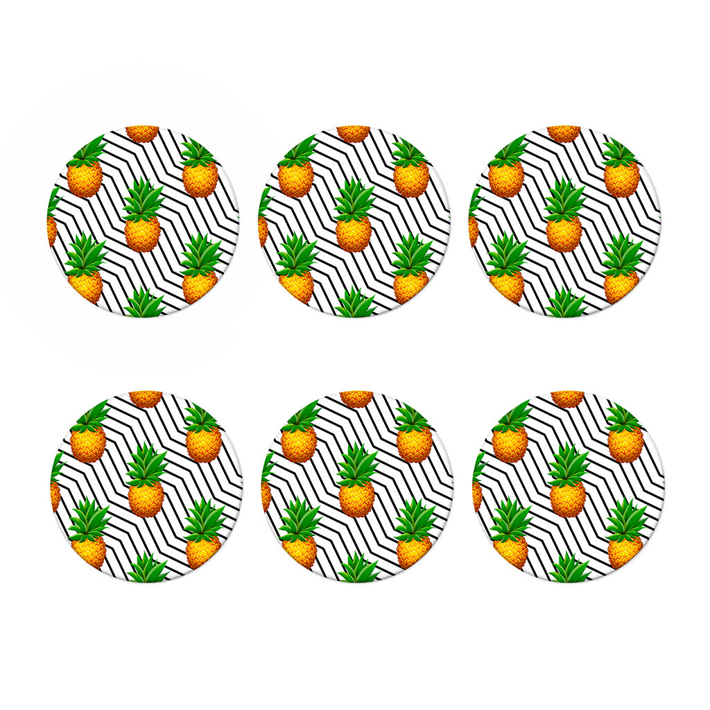 Black Geometric Pineapple Pattern Print Coaster Set