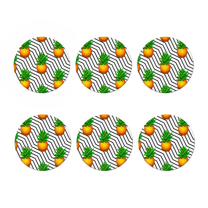 Black Geometric Pineapple Pattern Print Coaster Set