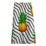 Black Geometric Pineapple Pattern Print Cotton Front Slit Maxi Skirt