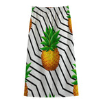 Black Geometric Pineapple Pattern Print Cotton Front Slit Maxi Skirt