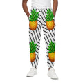 Black Geometric Pineapple Pattern Print Cotton Sweatpants