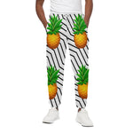 Black Geometric Pineapple Pattern Print Cotton Pants