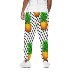 Black Geometric Pineapple Pattern Print Cotton Pants