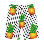 Black Geometric Pineapple Pattern Print Cotton Shorts