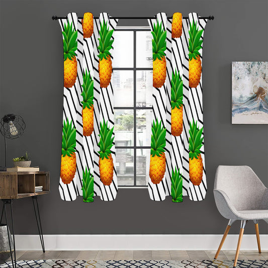 Black Geometric Pineapple Pattern Print Curtain