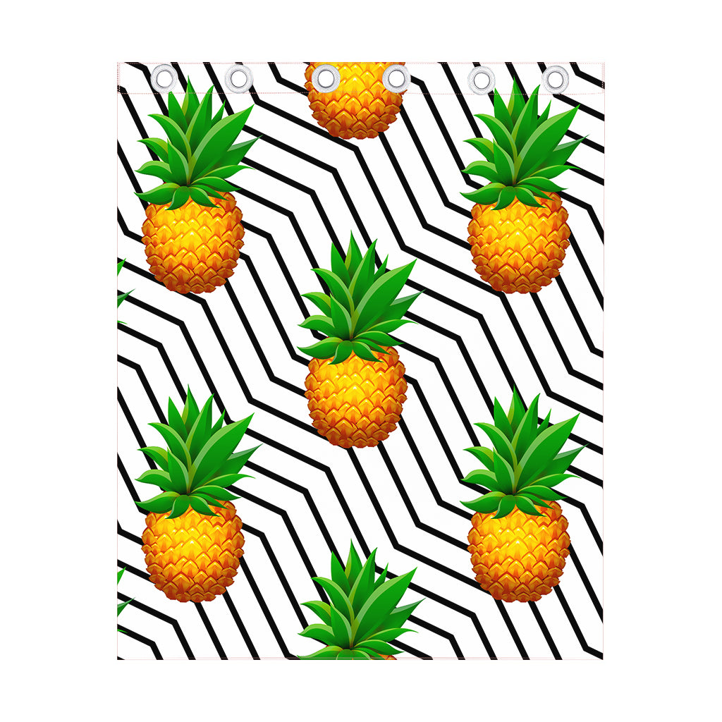 Black Geometric Pineapple Pattern Print Curtain