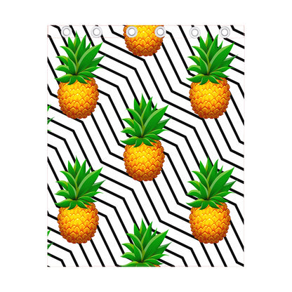 Black Geometric Pineapple Pattern Print Curtain
