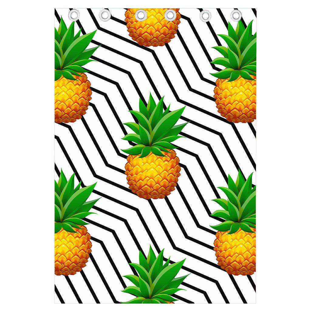 Black Geometric Pineapple Pattern Print Curtain