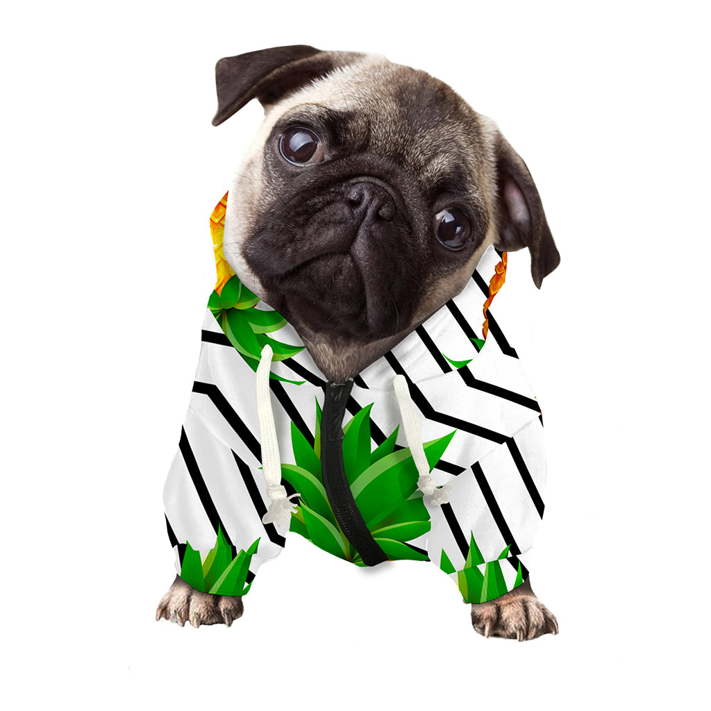 Black Geometric Pineapple Pattern Print Dog Zip Up Hoodie