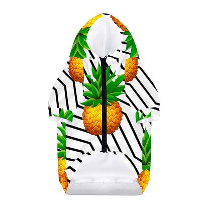 Black Geometric Pineapple Pattern Print Dog Zip Up Hoodie
