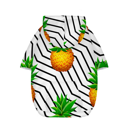 Black Geometric Pineapple Pattern Print Dog Zip Up Hoodie