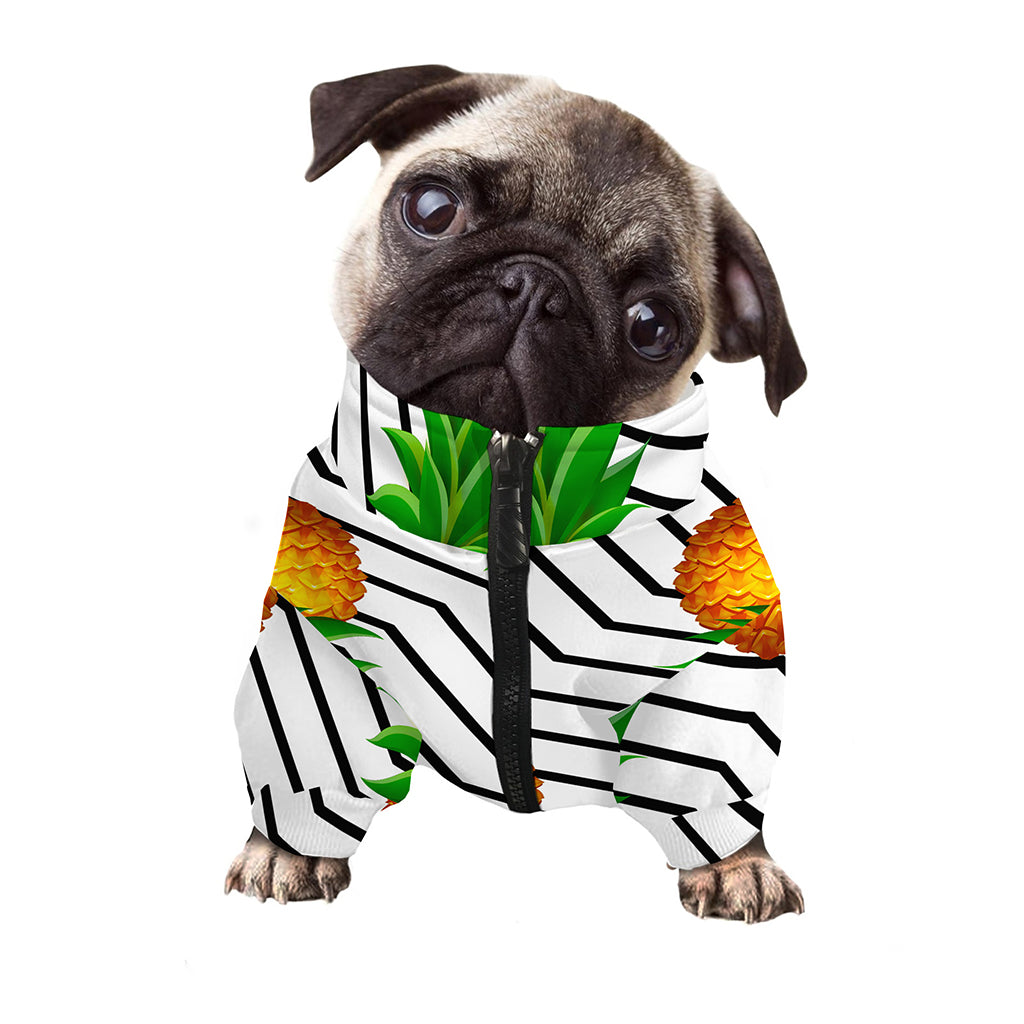 Black Geometric Pineapple Pattern Print Dog Zip Up Jacket