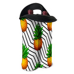 Black Geometric Pineapple Pattern Print Double Neoprene Wine Tote