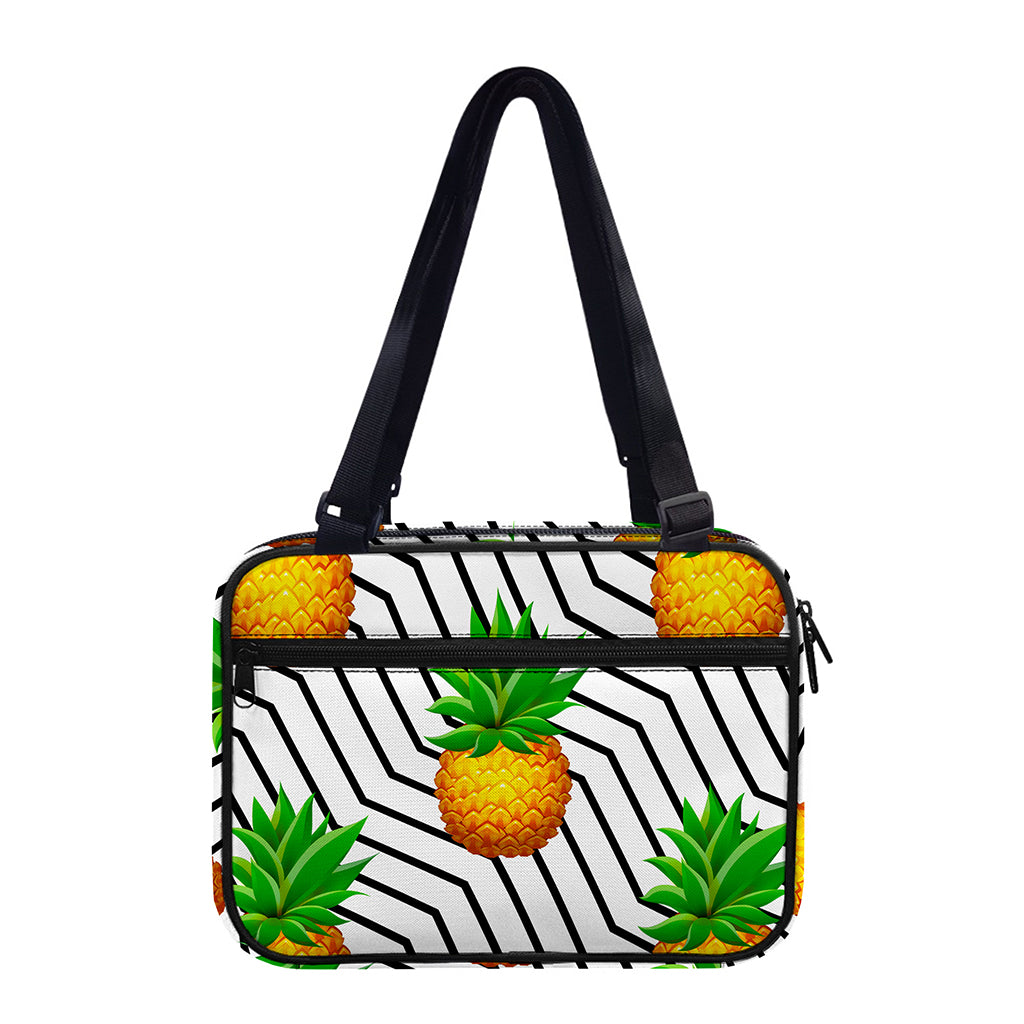 Black Geometric Pineapple Pattern Print Double Strap Bible Bag