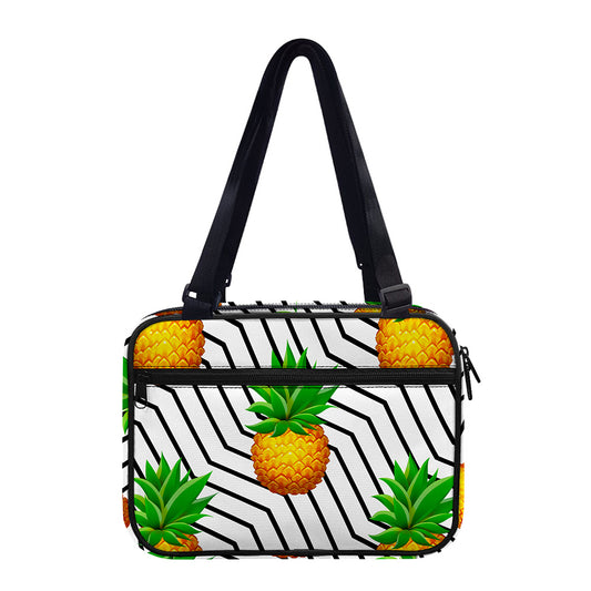 Black Geometric Pineapple Pattern Print Double Strap Bible Bag