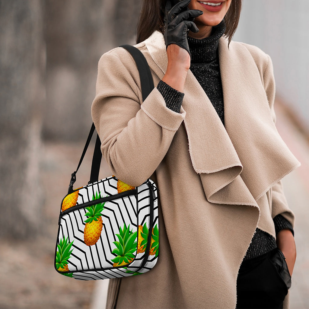 Black Geometric Pineapple Pattern Print Double Strap Bible Bag